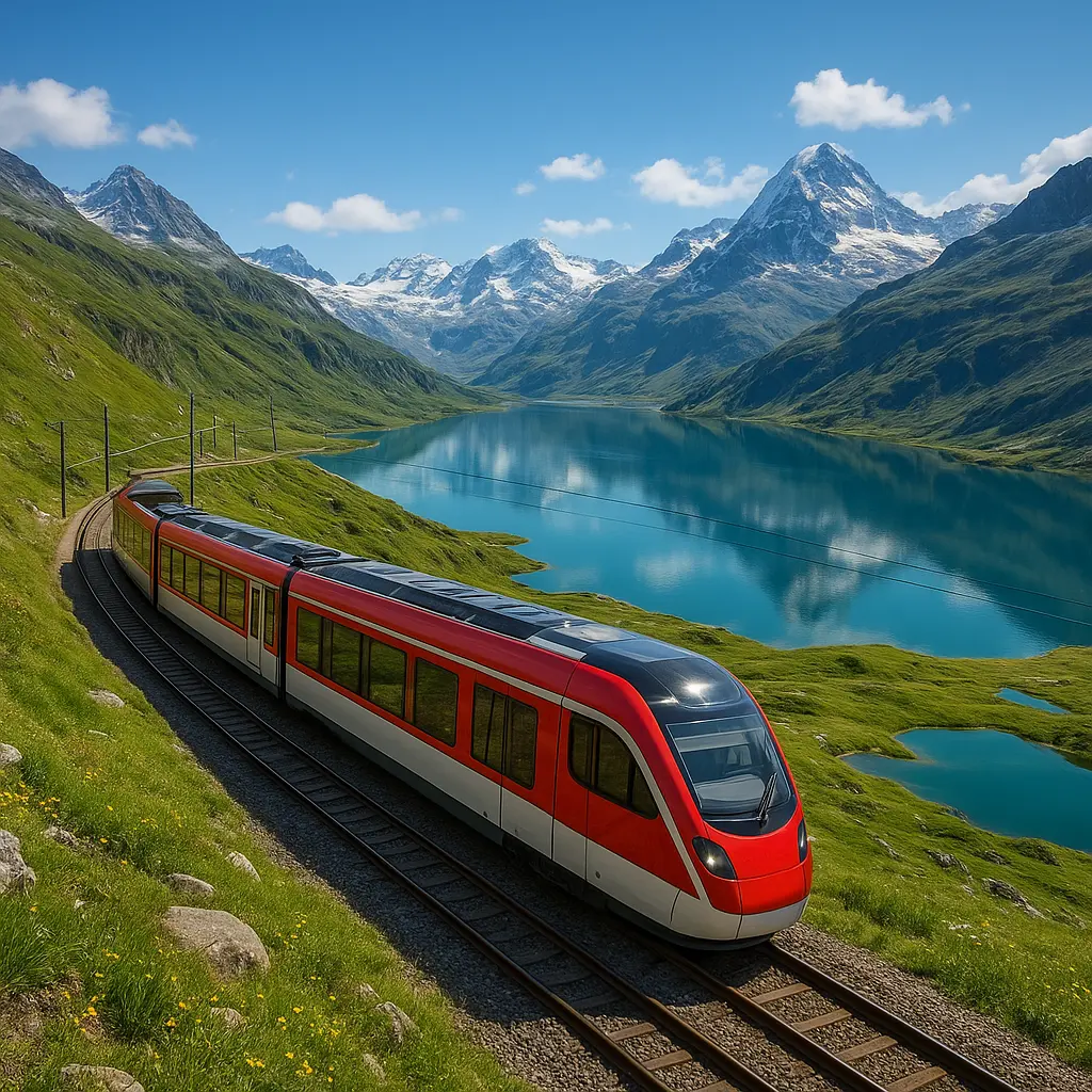 Schweizer Bahnreise in den Alpen